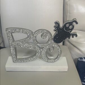 Silver and Black Boo Halloween Decor